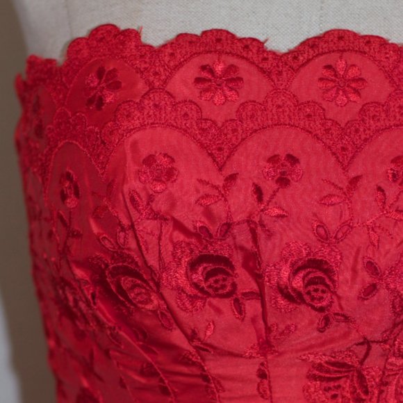 Red Floral Halter Gown - Picture 3 of 12